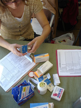 Unused prescription and OTC medications are collected from consumers at pharmaceutical take-back events like this one at a California grocery store